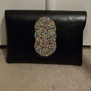 Black beaded clutch